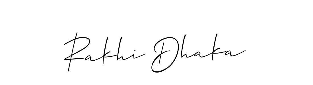 Also we have Rakhi Dhaka name is the best signature style. Create professional handwritten signature collection using Allison_Script autograph style. Rakhi Dhaka signature style 2 images and pictures png